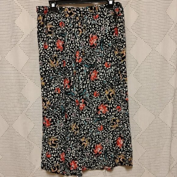 Cynthia Rowley Floral Capri Black Pants Pockets Sleep Bottoms Women's Size XL - Picture 1 of 8